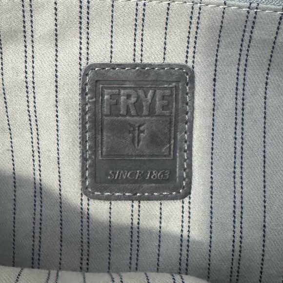 Frye Melissa Dome Satchel Gray Leather Crossbody Handbag - Picture 8 of 14